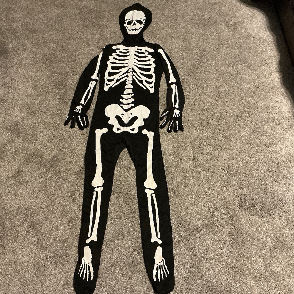 “Morphsuit”-Skeleton Halloween Costume Children Size Medium/Size 8